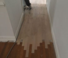 Weave-in repair of red oak wood flooring in project home