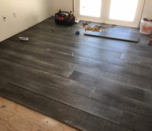 Beachy look White Oak flooring being installed