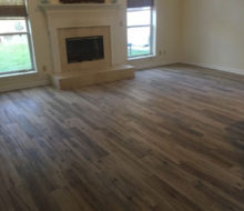 Hickory wood look floor tile installed