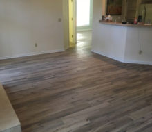 Hickory wood look floor tile installed