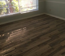Hickory wood look floor tile installed