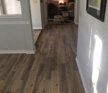 Hickory wood look floor tile installed