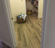 Hickory wood look floor tile installed