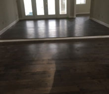 Installed elevated stepped birch wood flooring