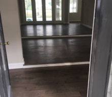 Installed elevated stepped birch wood flooring