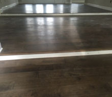 Installed hand scraped engineered birch flooring