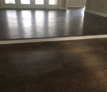 Installed hand scraped engineered birch flooring