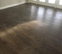 Installed hand scraped engineered birch flooring