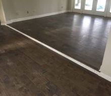 Installed hand scraped engineered birch flooring