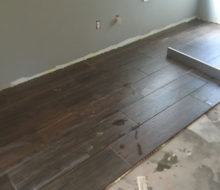 Installing wood look floor tile