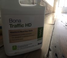 Bona Traffic HD finish container on whitewashed, reclaimed Heart Pine floor