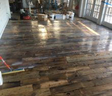 Finishing varied length and width reclaimed heart pine flooring