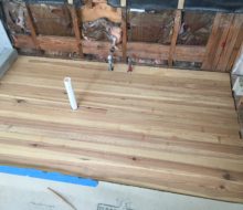 Heart Pine plank flooring installed