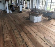 Installing various length and width reclaimed heart pine flooring