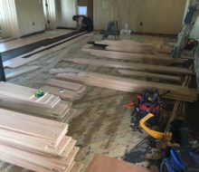 Red oak planks ready for walnut pegs