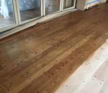 Staining solid Red Oak plank flooring with walnut pegs