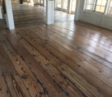 Whitewashed, varied length and width, reclaimed heart pine flooring