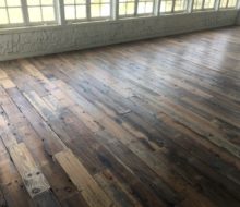 Whitewashed, varied length and width, reclaimed heart pine flooring