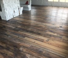 Whitewashed, varied length and width, reclaimed heart pine flooring