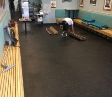 Preparing to install vinyl plank flooring in Manatee Cafe