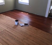 Staining old heart pine plank flooring