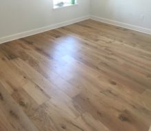 Wire brushed white oak flooring installed