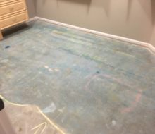 Leveling concrete slab for wood flooring