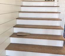 Sanded and stained to match White Oak stair treads