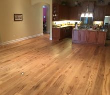 Wire brushed white oak character grade wood flooring installed