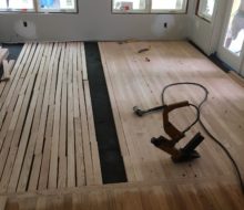 Installing Red Oak clear grade flooring in the addition