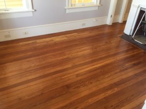 Refinished water damaged old heart pine flooring