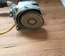 Sanding water damaged old heart pine flooring