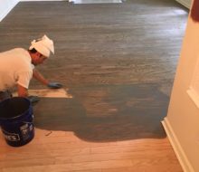 Staining sanded Red Oak flooring