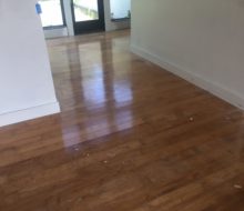 Water damaged hickory flooring with slight cupping