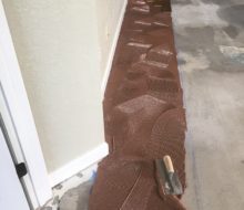 Birch wood floor installation over leveled subfloor