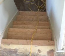 Stair treads sanded for refinishing