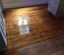 Applying finish to sanded old Heart Pine flooring