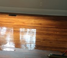 Applying finish to sanded old Heart Pine flooring