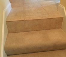 Old carpeting on stairs to be removed.