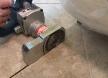 Cutting old tile flooring for removal