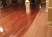 Applying finish to American Cherry flooring