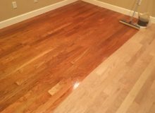 Applying finish to American Cherry flooring