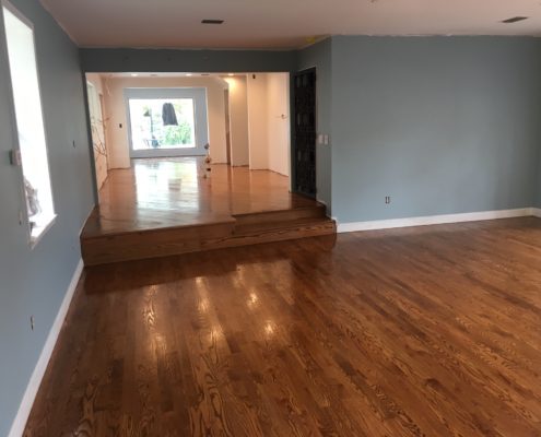 Applying finish to red oak flooring