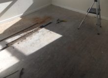 Removing old, water damaged Red Oak wood flooring