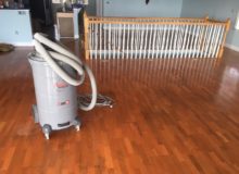 Water damaged white oak flooring, prior to refinishing