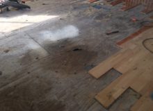 Weave-in repair of water damaged white oak flooring