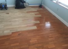 Weave-in repair of water damaged white oak flooring