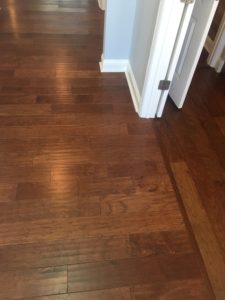 Installed Pergo handscraped hickory flooring