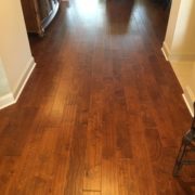 Installed handscraped prefinished birch wood flooring