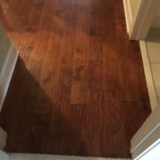 Installed handscraped prefinished birch wood flooring